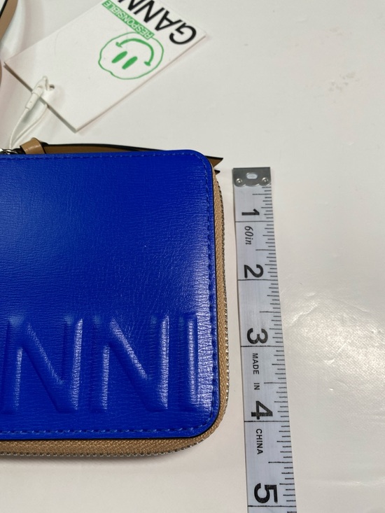 New GANNI Wallet on Strap Leather Royal Blue Zip Around Adjustable Strap - Picture 15 of 15